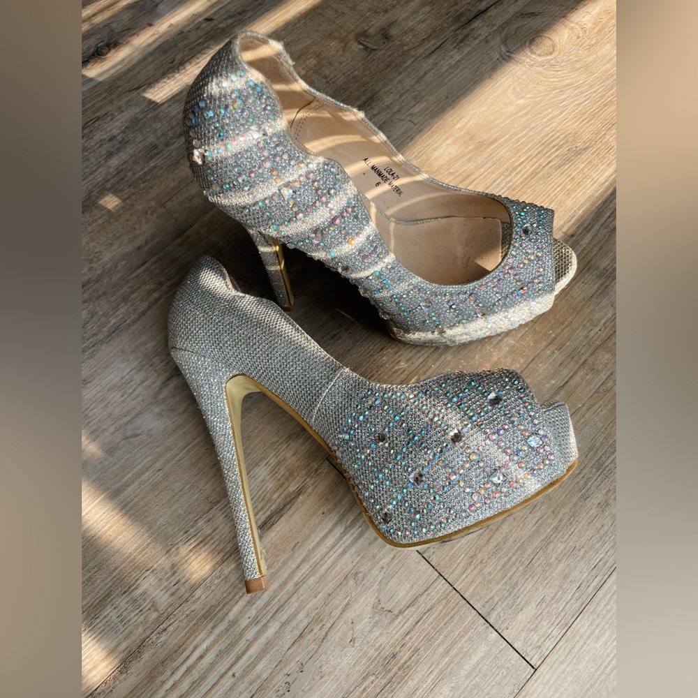 Shiny Silver High Heels